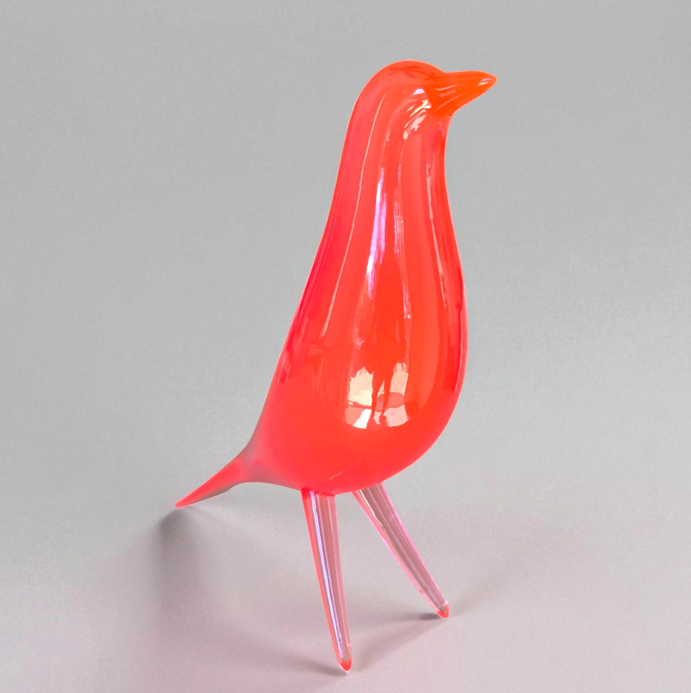 Mid CenturyModern Minimalist Bird Sculpture PlasmaGloss Cosmic Magneta