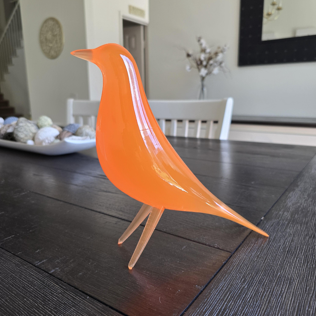 Mid Century Mondern Minimalist Bird Sculpture PLASMAGLOSS Solar Flare Orange
