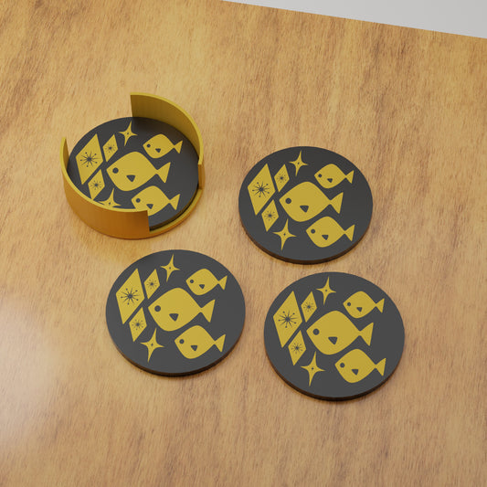 Atomic Fish Retro Coaster Set of 4