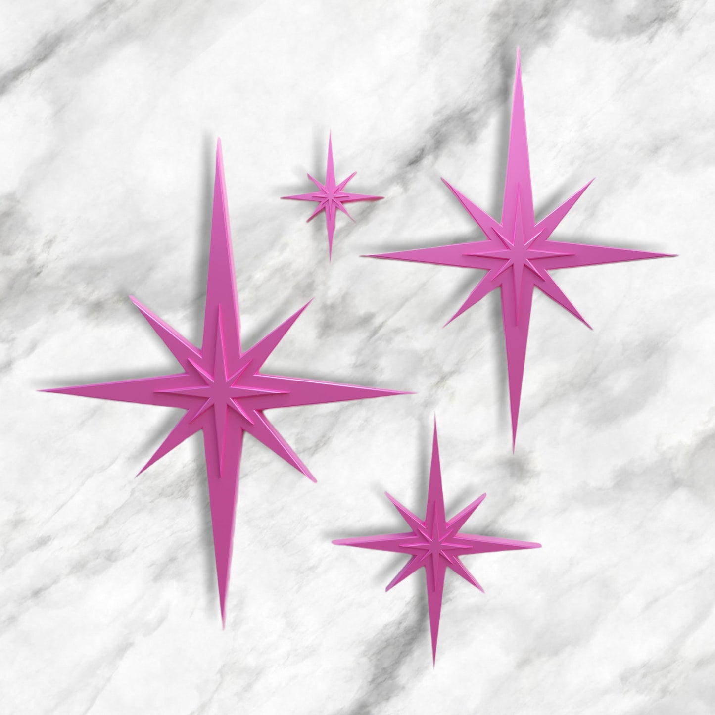 Mid Century Modern Vintage Style Starbursts 4 Piece Set Wall Decor