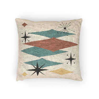 Atomic Starburst Triple Diamond Pillow Mid Century Modern Woven Tapestry Cushion Retro 1950s Decor