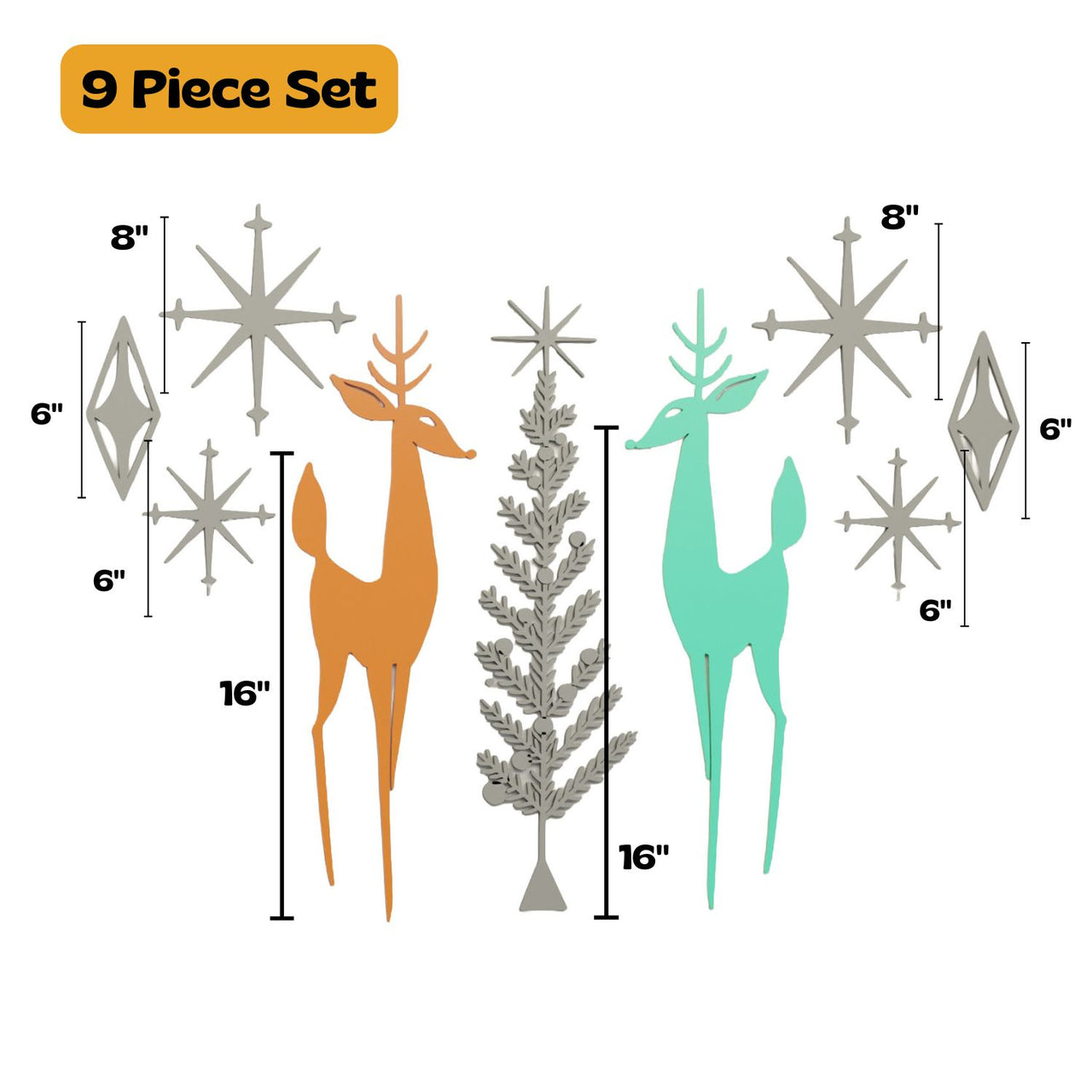 Holiday Retro Deer & Tree Diamond Starburst Wall Decor