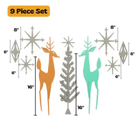 Holiday Retro Deer & Tree Diamond Starburst Wall Decor