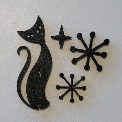 Midcentury Modern Vintage Style Atomic Cat Fridge Magnets