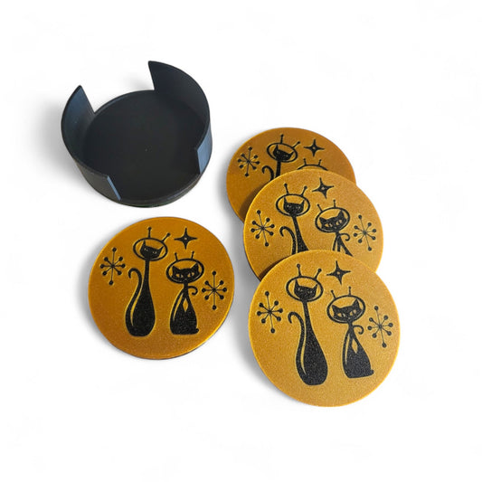Retro Space Cats Coaster Set