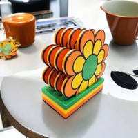 Groovy 1960s 70s Flower Power Coaster Set of 4 with Holder