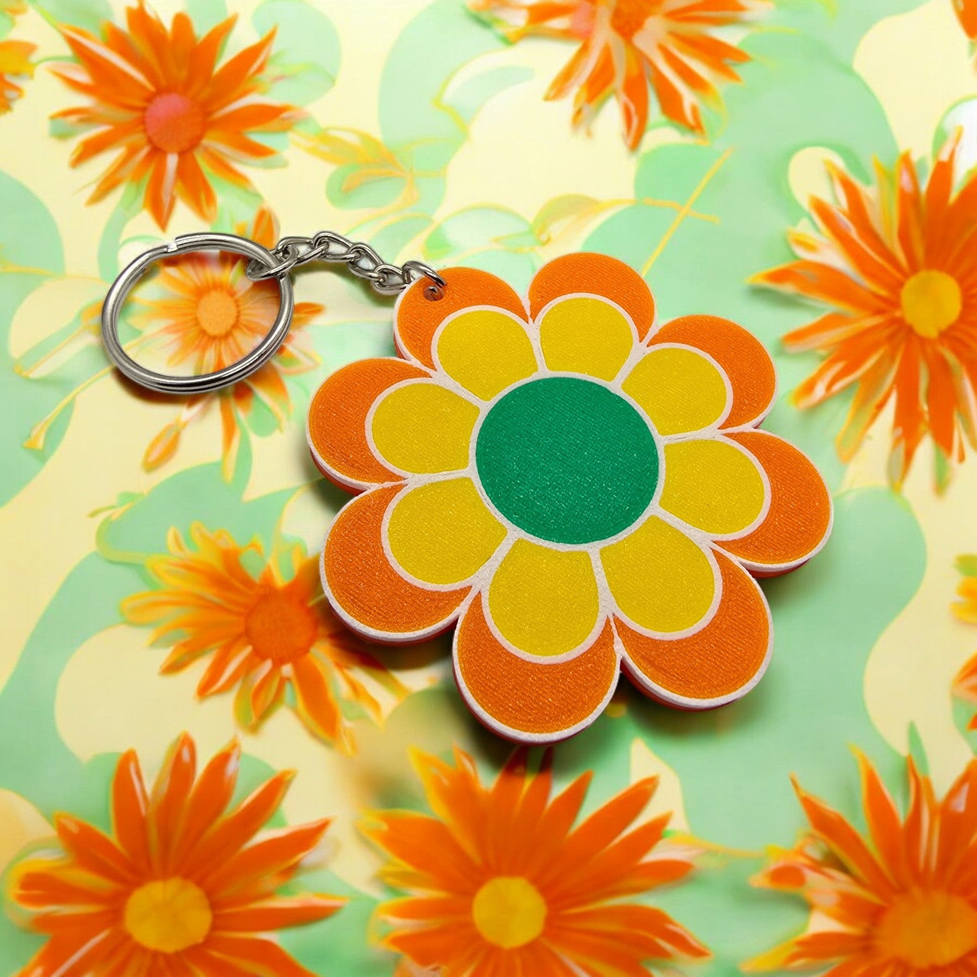 Groovy Flower Power Keychain