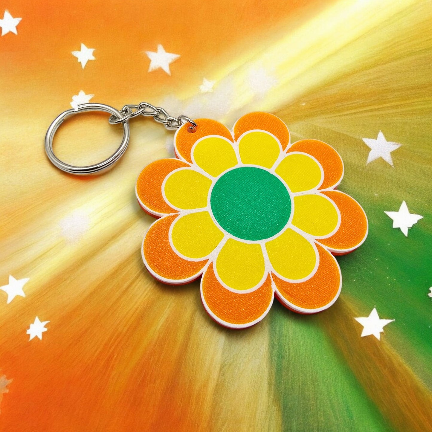 Groovy Flower Power Keychain