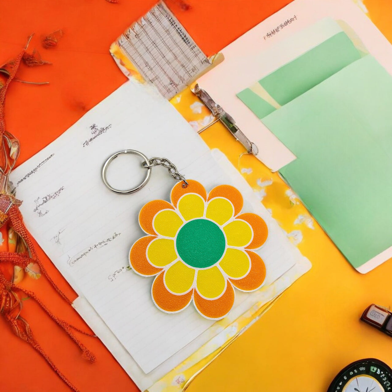 Groovy Flower Power Keychain
