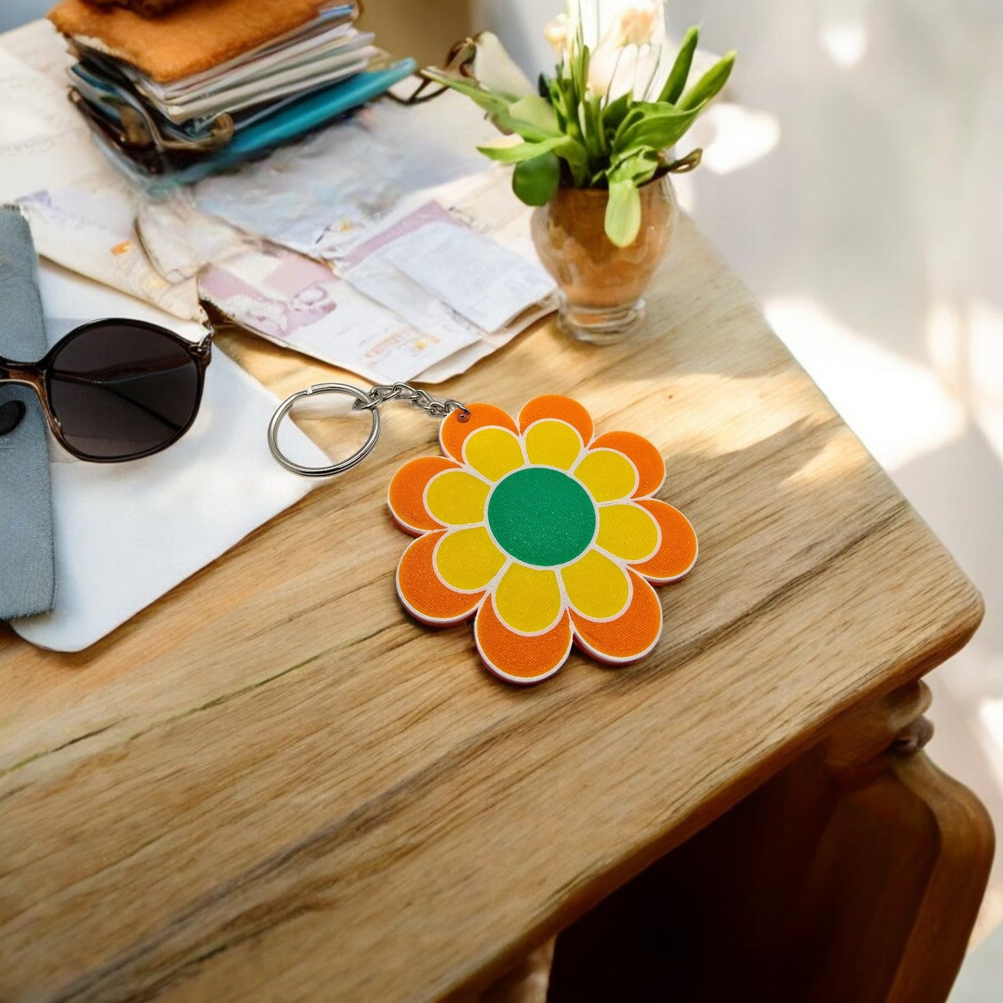 Groovy Flower Power Keychain