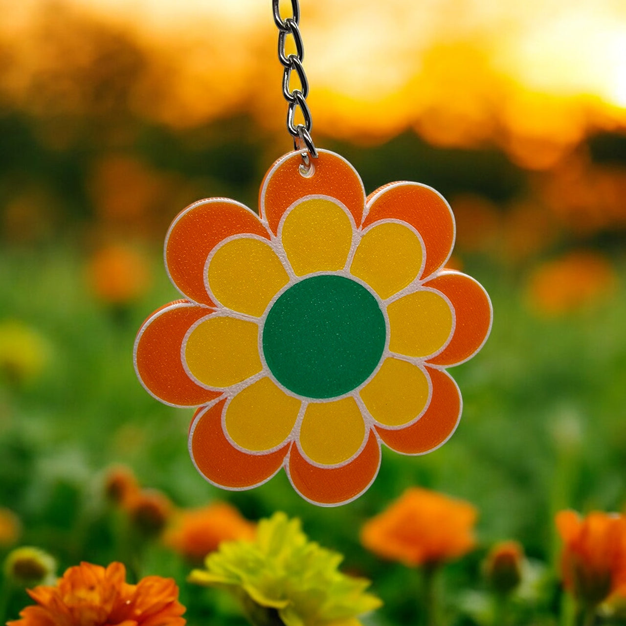 Groovy Flower Power Keychain