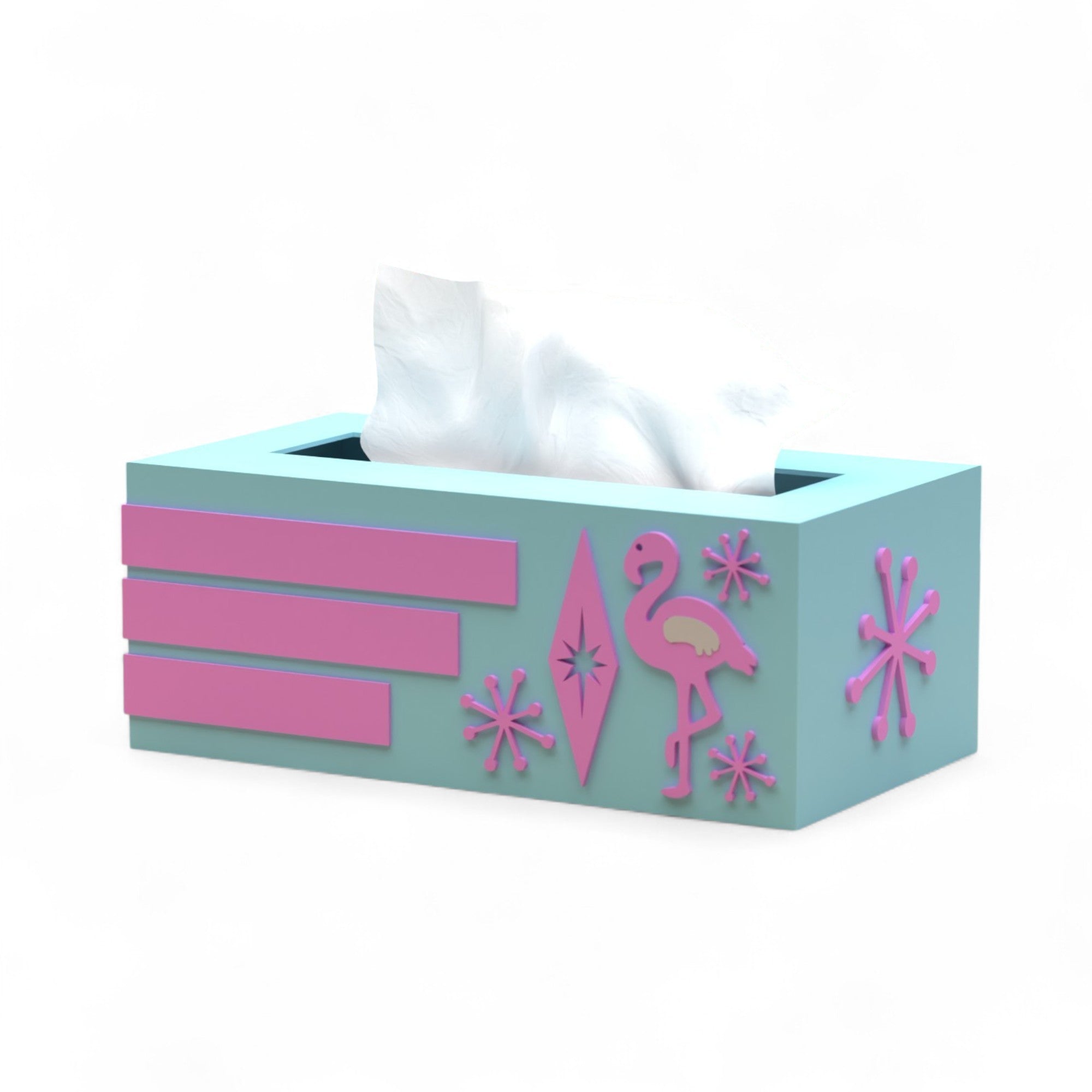 Atomic Flamingo Retro Rectangle Tissue Box Cover