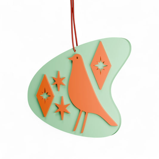 Retro Atomic Bird Tree Ornament