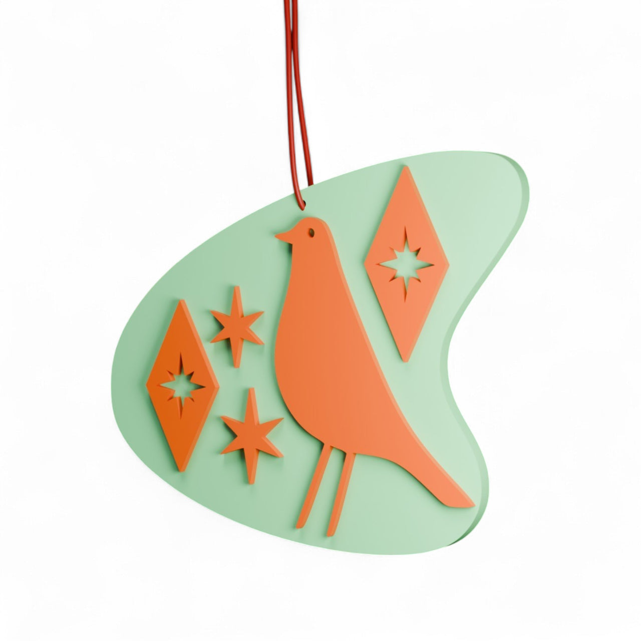 Retro Atomic Bird Tree Ornament