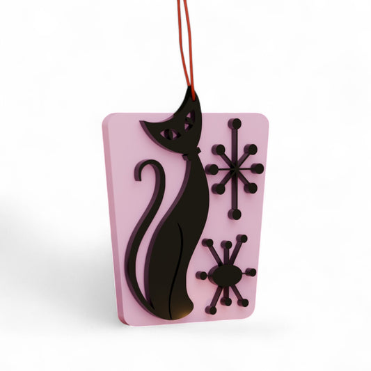 Atomic Cat Mid Century Modern Holiday Ornament