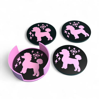 Retro Poodle Diner Style Coaster Set