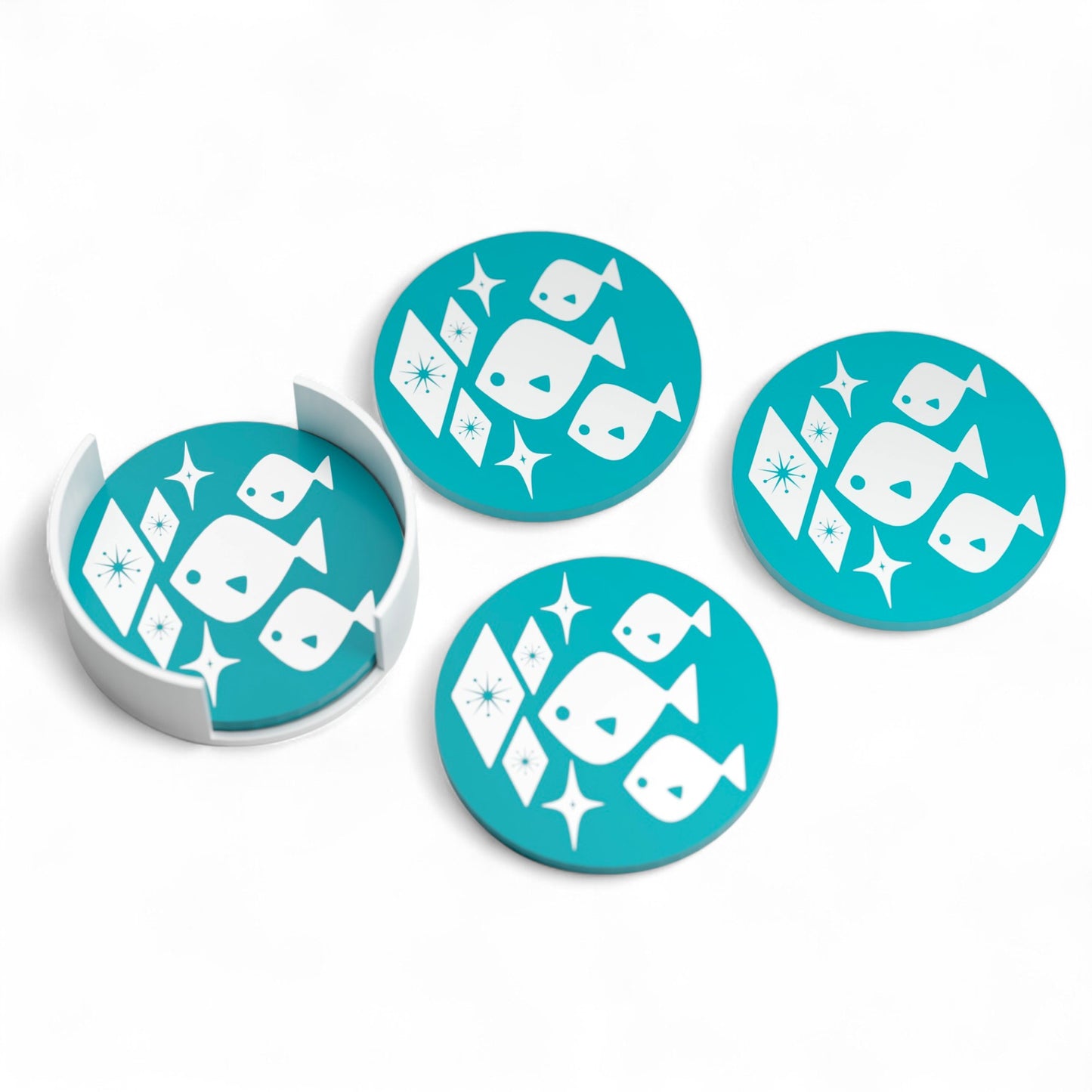 Atomic Fish Retro Coaster Set of 4