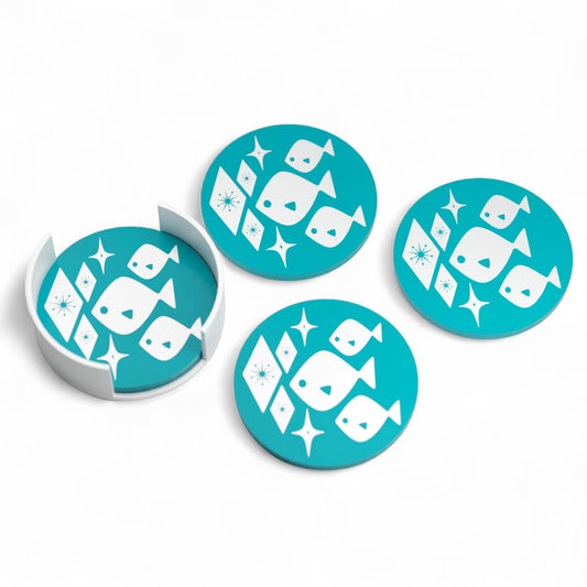 Atomic Fish Retro Coaster Set of 4