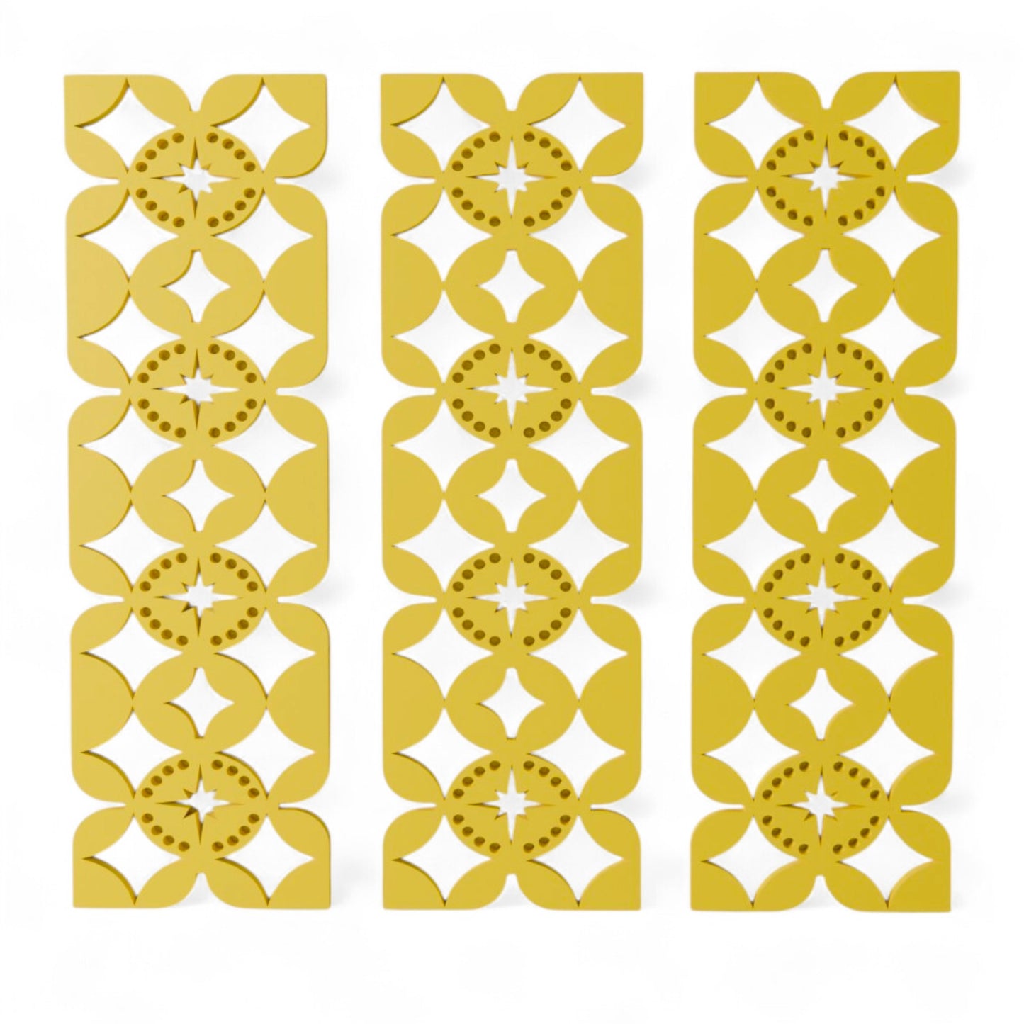 Mid Century Modern Flower Wave Starburst Wall Panel Set