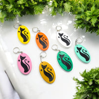 Retro Atomic Cat Oblong Keychain