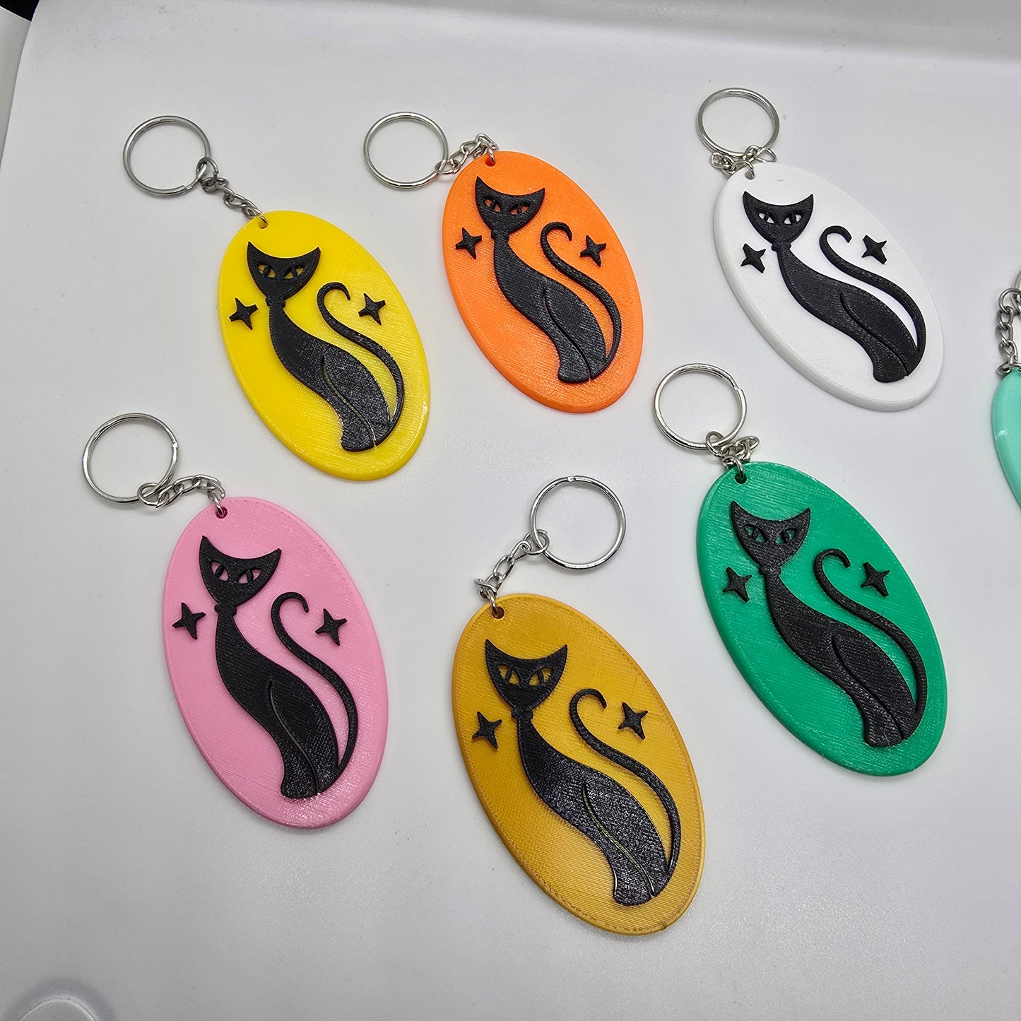 Retro Atomic Cat Oblong Keychain
