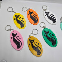 Retro Atomic Cat Oblong Keychain