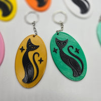 Retro Atomic Cat Oblong Keychain