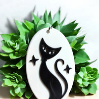 Retro Atomic Cat Oblong Keychain