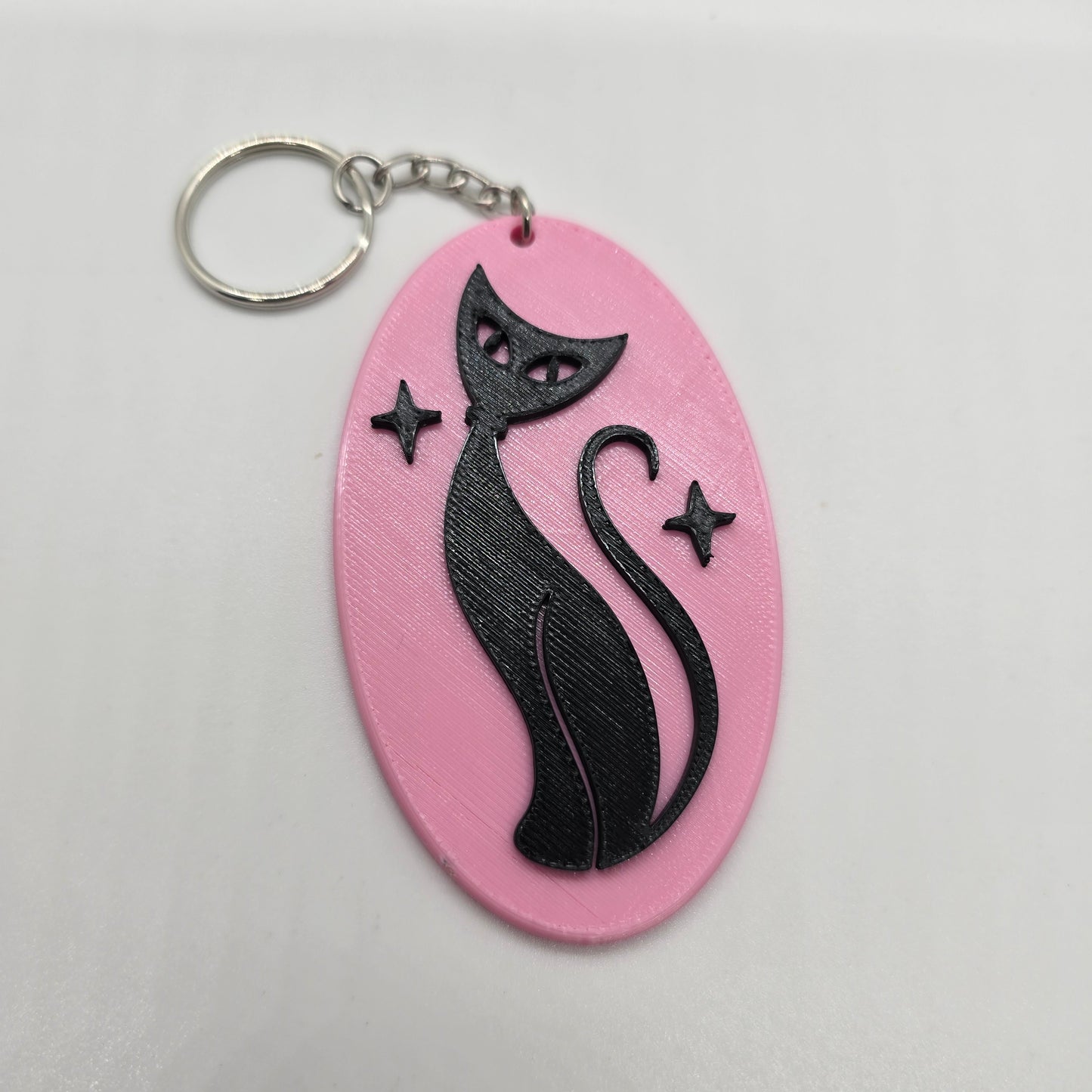 Retro Atomic Cat Oblong Keychain