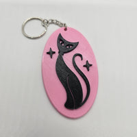 Retro Atomic Cat Oblong Keychain