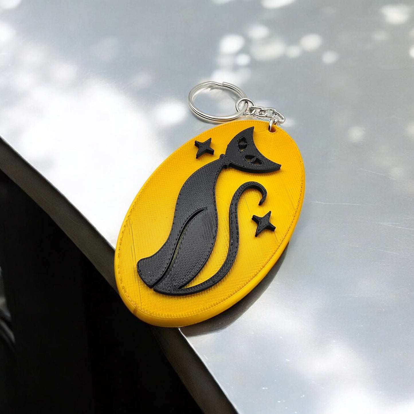 Retro Atomic Cat Oblong Keychain