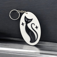 Retro Atomic Cat Oblong Keychain