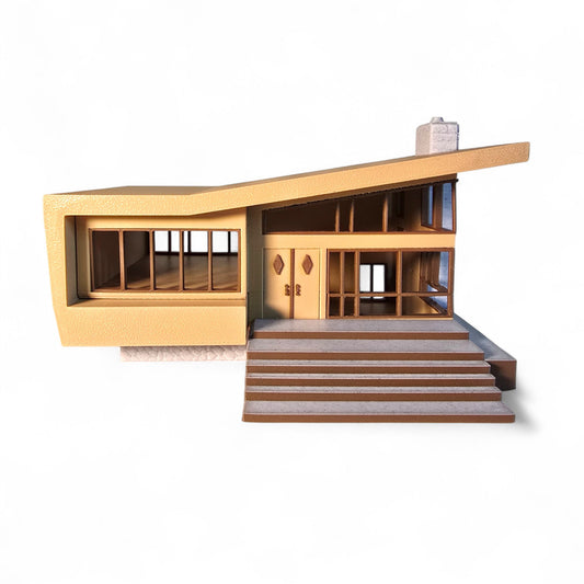 Miniature Mid Century Retro Style Modern House Model The Belmont 1:87 Scale Diorama Display