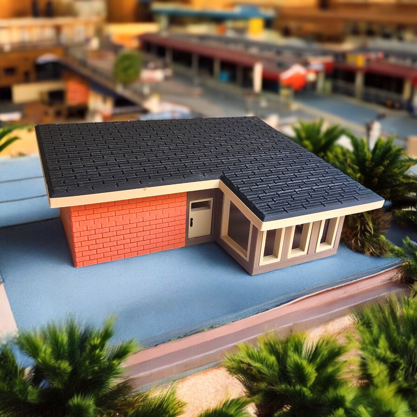 Miniature Mid Century Modern House Model The Ellsworth 1:87 Scale Diorama Display Retro