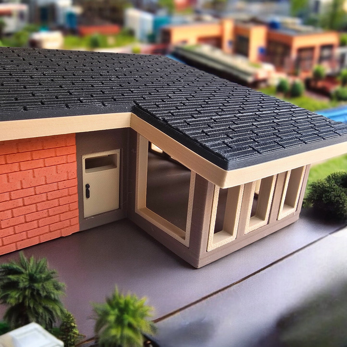 Miniature Mid Century Modern House Model The Ellsworth 1:87 Scale Diorama Display Retro