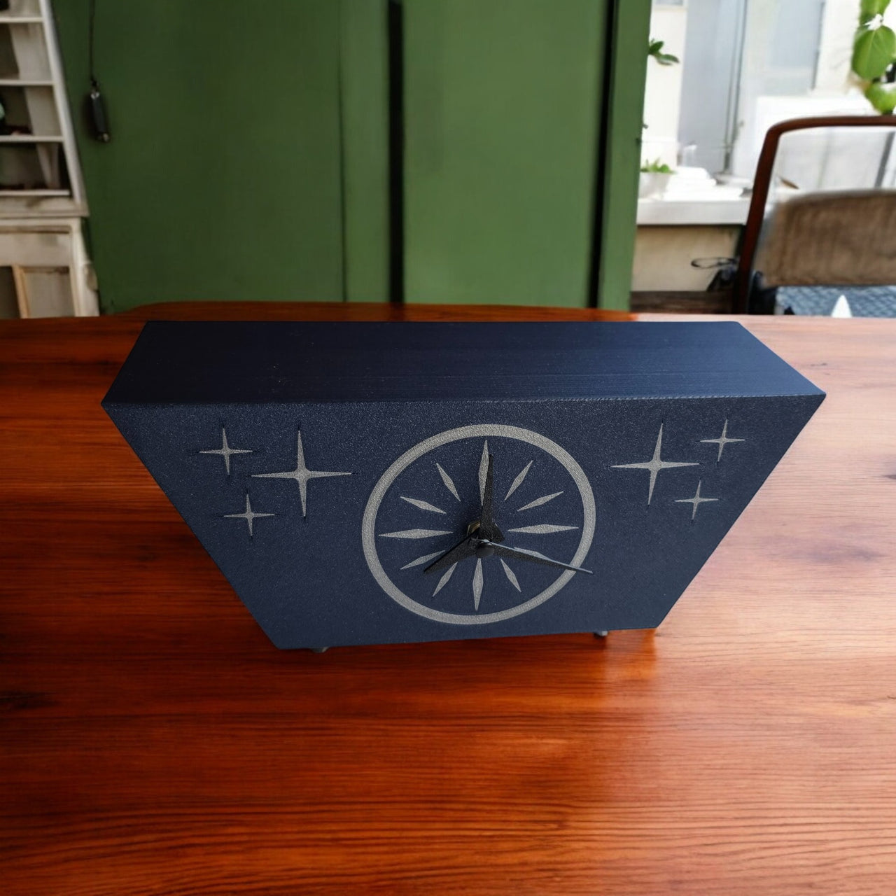 Starburst Radiant Desk Clock Mid Century Modern