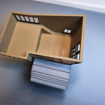 Miniature Mid Century Retro Style Modern House Model The Belmont 1:87 Scale Diorama Display