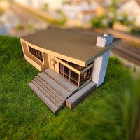 Miniature Mid Century Retro Style Modern House Model The Belmont 1:87 Scale Diorama Display