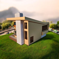Miniature Mid Century Retro Style Modern House Model The Belmont 1:87 Scale Diorama Display