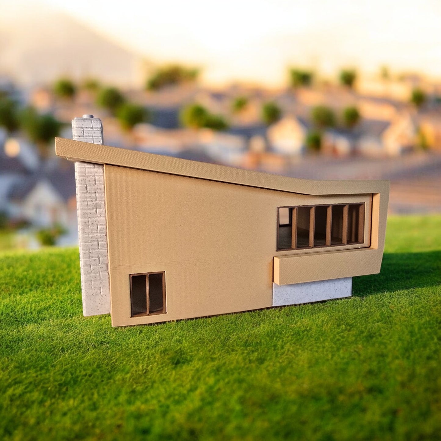 Miniature Mid Century Retro Style Modern House Model The Belmont 1:87 Scale Diorama Display