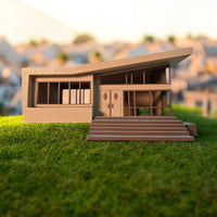 Miniature Mid Century Retro Style Modern House Model The Belmont 1:87 Scale Diorama Display