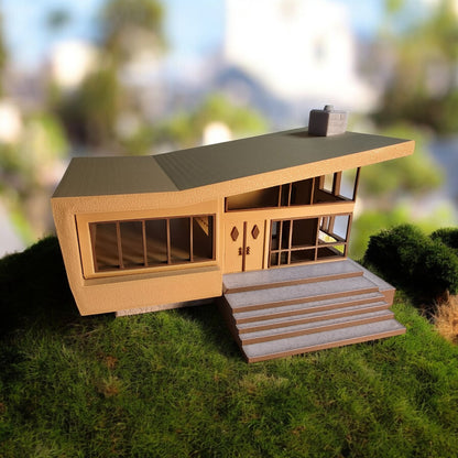 Miniature Mid Century Retro Style Modern House Model The Belmont 1:87 Scale Diorama Display