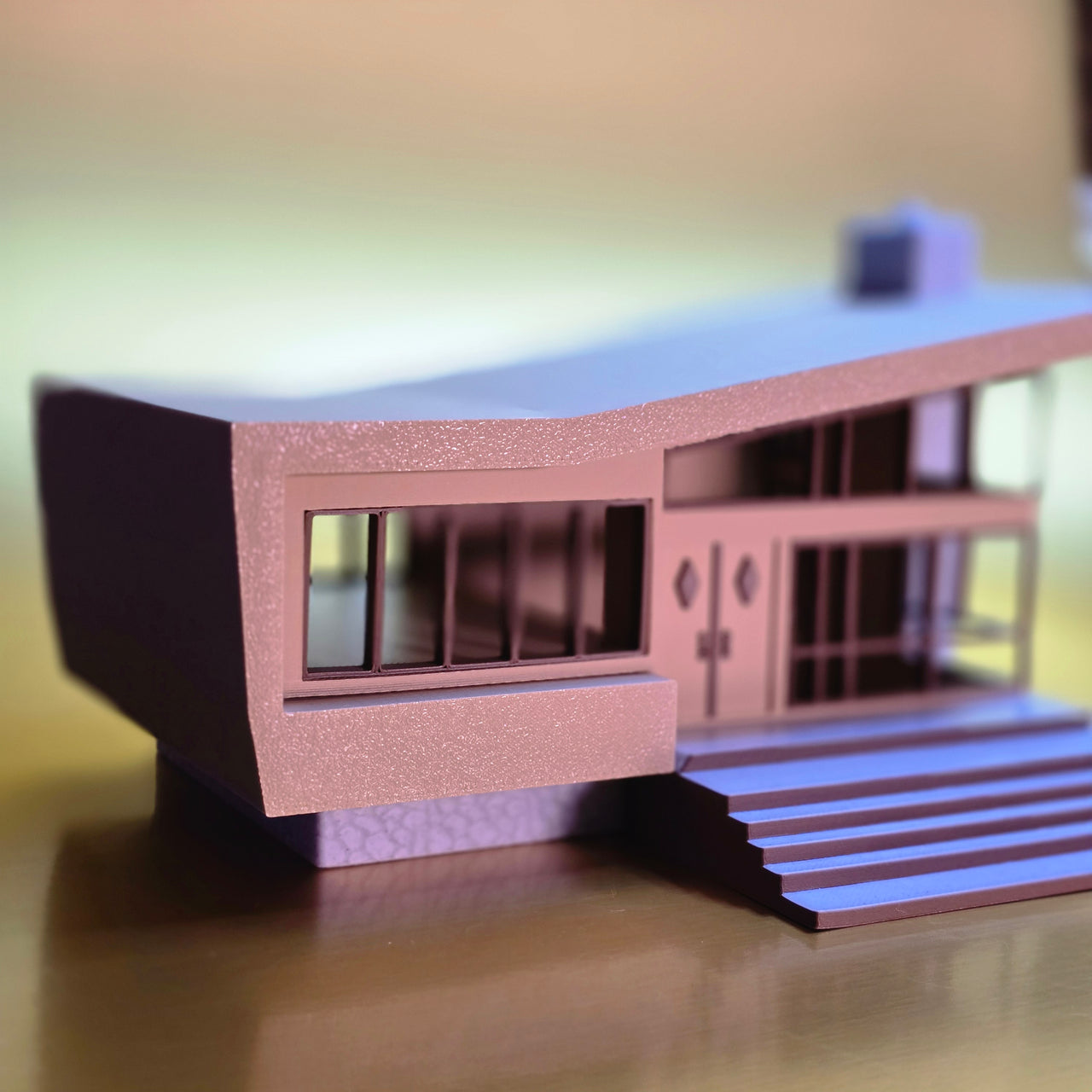 Miniature Mid Century Retro Style Modern House Model The Belmont 1:87 Scale Diorama Display
