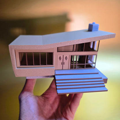 Miniature Mid Century Retro Style Modern House Model The Belmont 1:87 Scale Diorama Display
