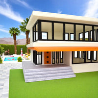 Miniature Mid Century Modern House The Palmetto Pad 1:87 Scale Palm Springs Inspired Model
