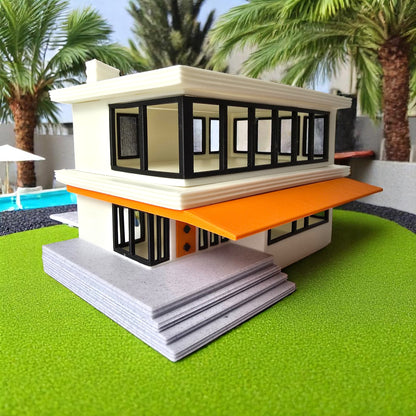 Miniature Mid Century Modern House The Palmetto Pad 1:87 Scale Palm Springs Inspired Model