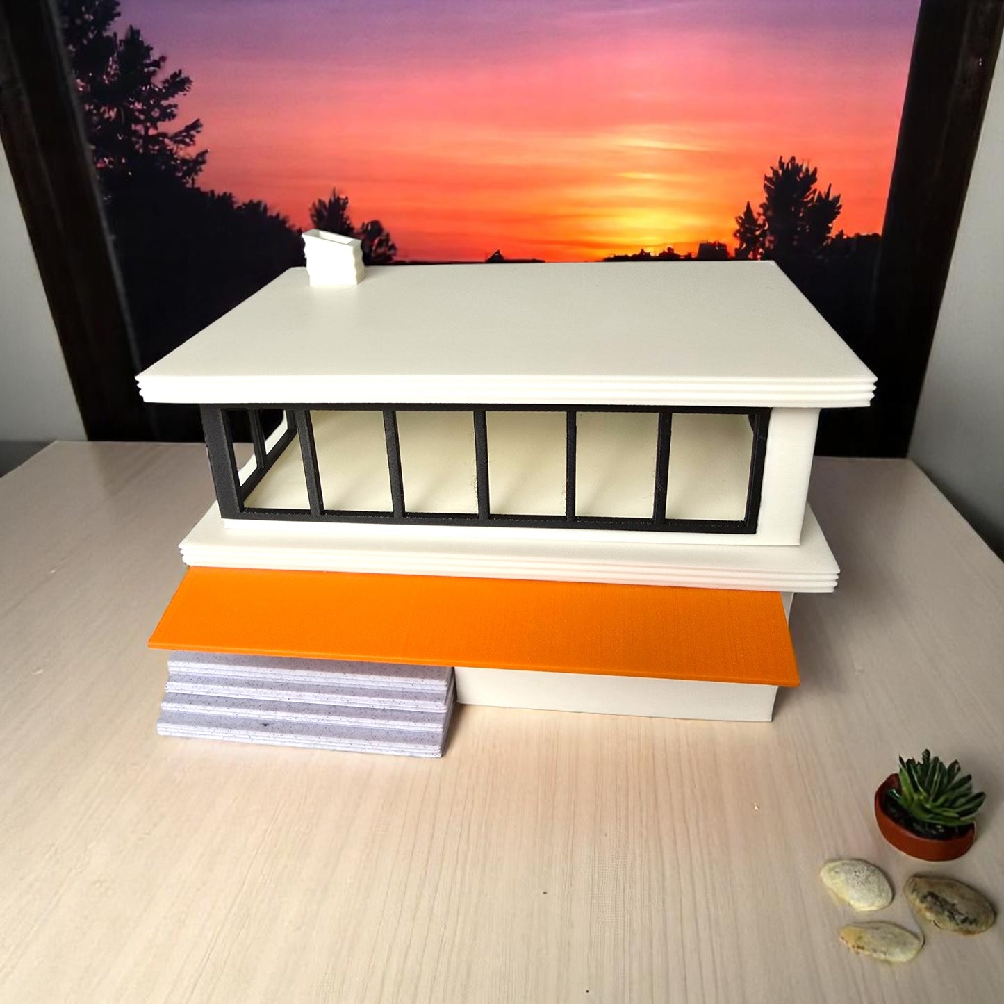 Miniature Mid Century Modern House The Palmetto Pad 1:87 Scale Palm Springs Inspired Model