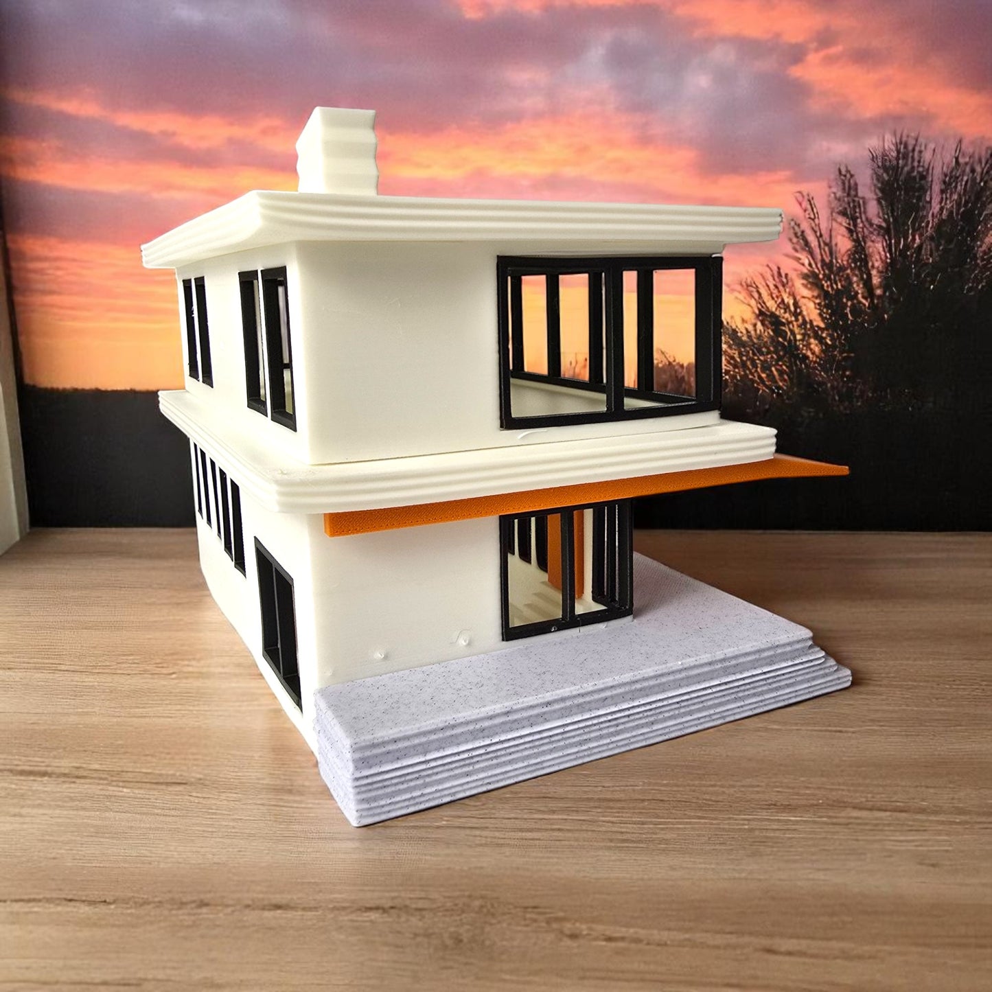 Miniature Mid Century Modern House The Palmetto Pad 1:87 Scale Palm Springs Inspired Model