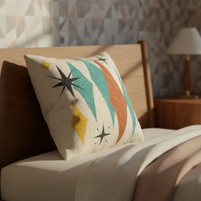 Atomic Starburst Triple Diamond Pillow Mid Century Modern Woven Tapestry Cushion Retro 1950s Decor