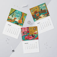 Mid Century Modern Dachshund & Atomic Cat Wall Calendar 2026